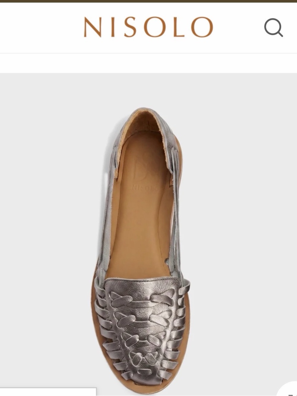 Nisolo Metallic Silver Woven Huarache Loafer